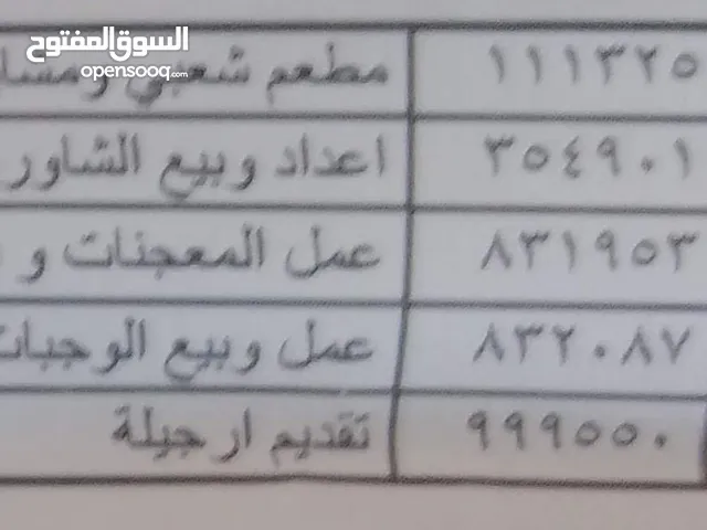 رخصه مطعم شعبي مع رخصه ارجيلة