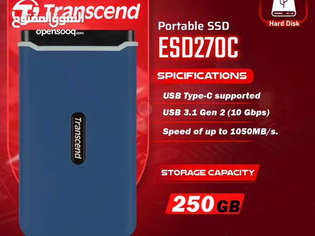هارديسك داخلي مساحة 250 جيجا بايت ترانسيند Trancsend Portable SSD Hardisk ESD270C 250GB