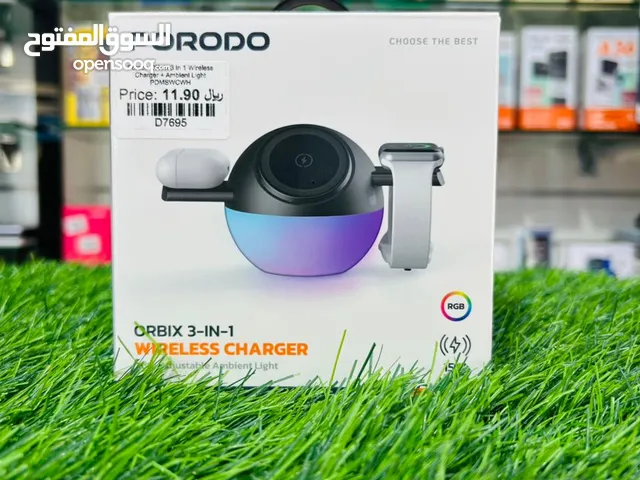 Porodo Orbix 3-in-1 Wireless Charger + Adjustable Ambient Light PDMSWCWH