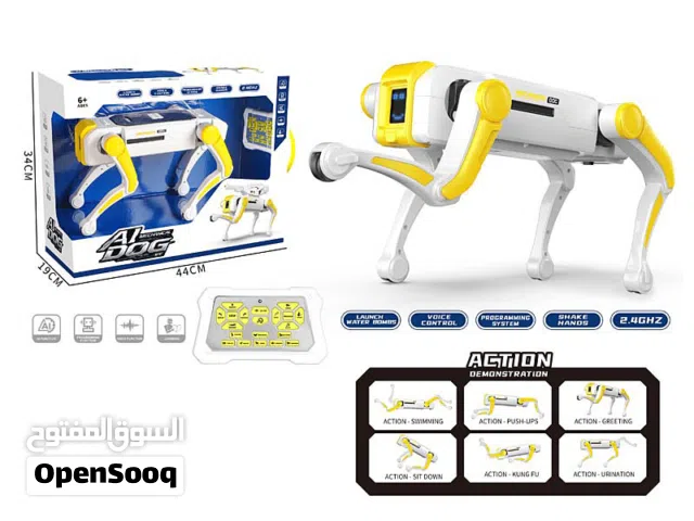 Remote control Al plastic service Robot dog toy with four wheels mecanum wheels light multifuction