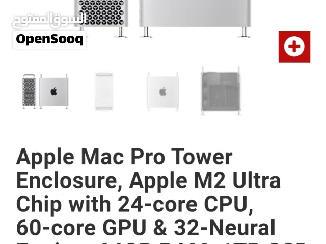 Apple Mac Pro Tower Enclosure, Apple M2 Ultra Chip with 24‐core CPU, 60‐core GPU & 32-Neural Engine,