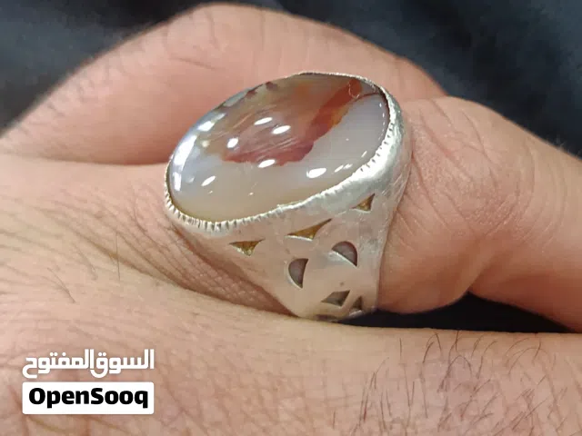 خاتم فضة 925 راكب عليه حجر عقيق