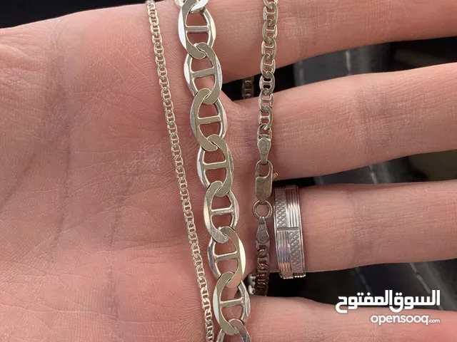 2 اسوارة فضة وحدة عريض ووحدة رفيع سنسال فضة رفيع عيار 925 البيع لعدم الاستخدام