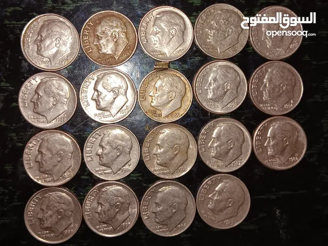 عملات أثرية أمريكية وبريطانية وأجنببية لدول مختلفة في العالم وكذلك عربية قديمة ونادرة للبيع