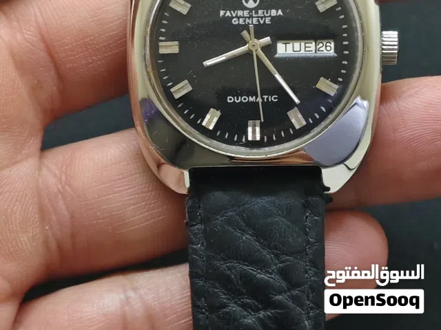 Favre - Leuba Geneve Duomatic 36mm Vintage Automatic 17 Jewels Men's Wrist Watch Swiss Made, Black D
