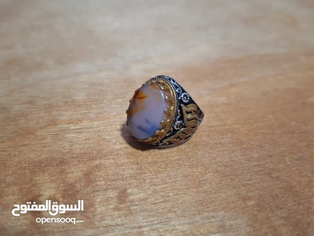 خاتم فضة وعقيق يمني مميز نادر