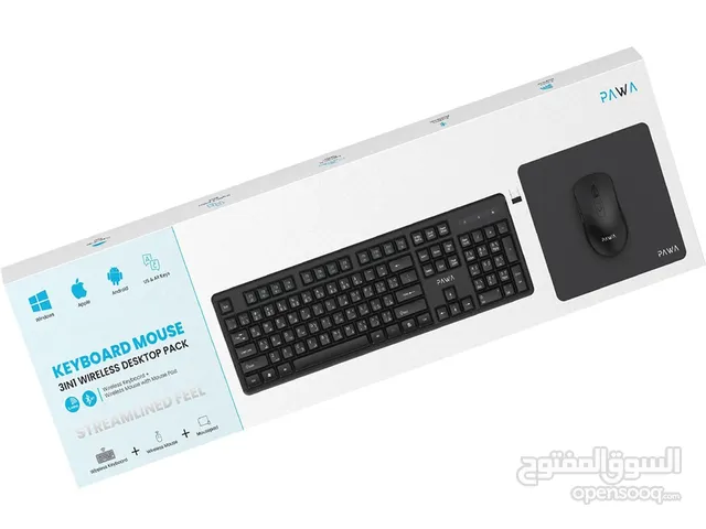 Pawa Wireless Keyboard & Mouse 3-in-1 Desktop Pack Black