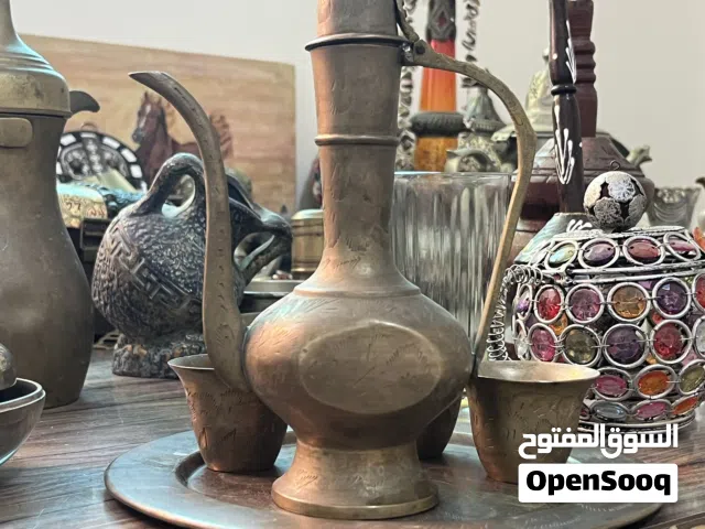 طقم نحاس مرسم إبريق مغربي وصينه 4 فناجين