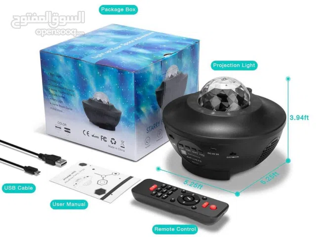 اضاءة الفضائي مع مشغل مسيقى بلوتث في جهاز واحد مع جهاز تحكم عن بعد