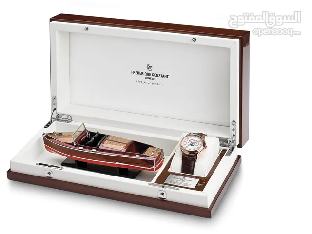 !! Limited! Frederique Constant Rose Gold & Brown Crocodile Leather - fast buckle moon phase