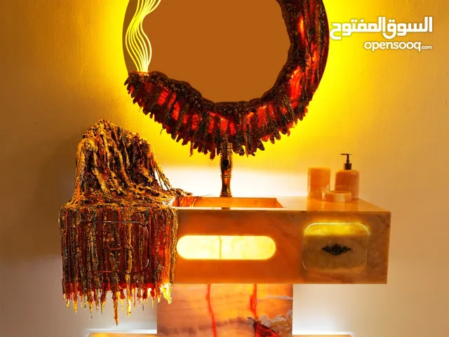 مغسلة أونيكس بركانية ثلاثية الأبعاد بفن الريزين  3D Volcanic Onyx Sink with Resin Art