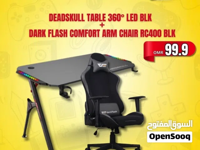 Deadskull 360° LED Gaming Table + DarkFlash RC400 Comfort Gaming Chair – Super Combo