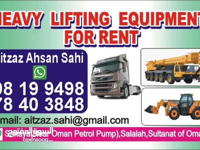 Cranes and tralar available in Salalah for rent