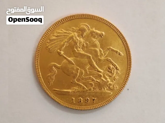عملة ذهبية بريطانية أثرية (نصف سيفرين) عهد الملكة فيكتوريا 1897 - نظيفة جداً
