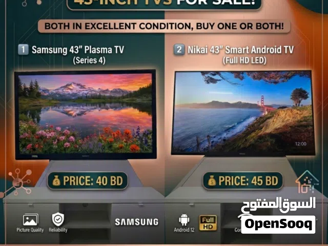 Two 43" TVs for Sale: Samsung Plasma & Nikai Smart TV تلفزيون مقاس 43 بوصة للبيع: تلفزيون سامسونج