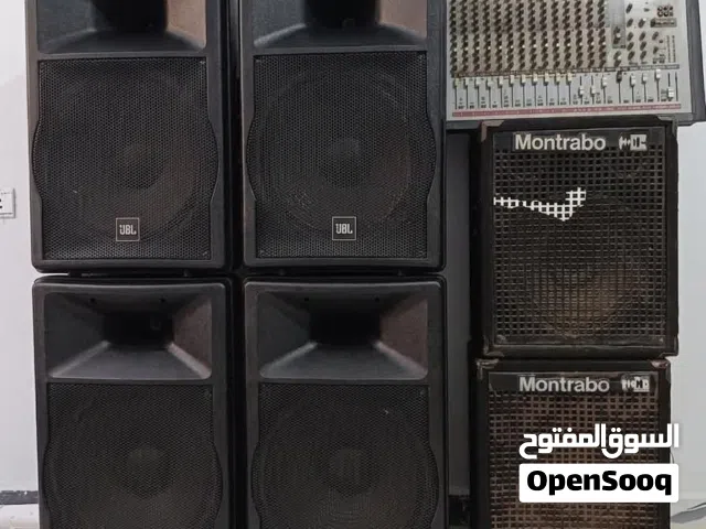 سيستم صوت كامل  ميكسر+باور واستبليزر+4 سماعات JBL طبق 14+ سماعتين مونتاربو
