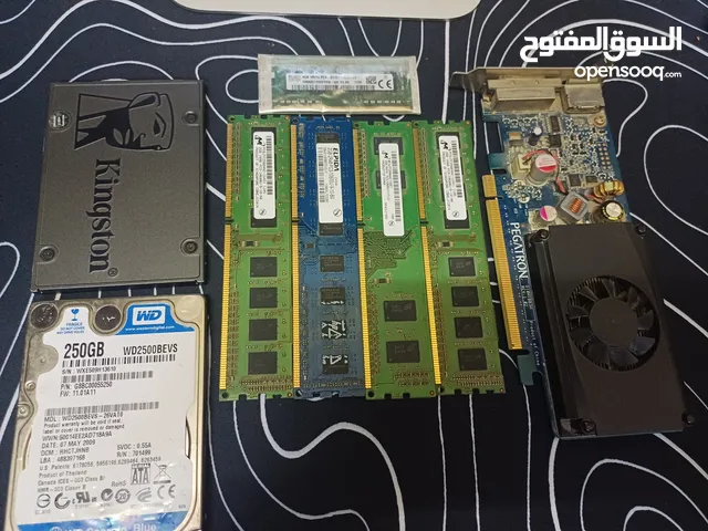 "مجموعة قطع كمبيوتر للبيع - RAM، SSD، HDD، كرت شاشة بأسعار ممتازة!"