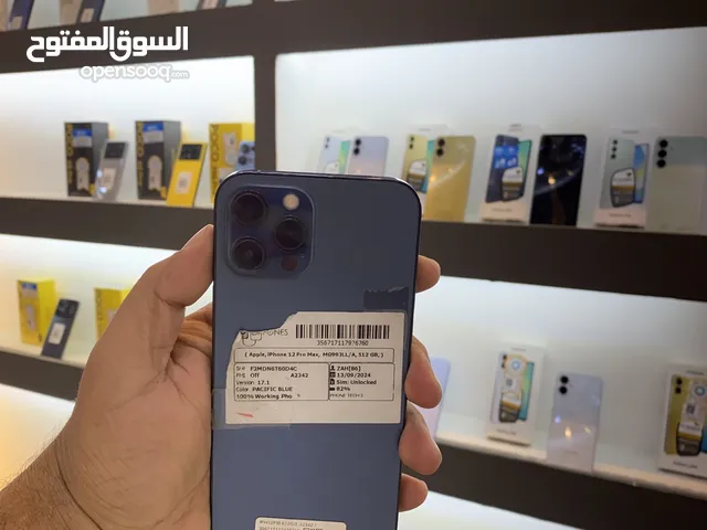 ايفون 12pro max  مستخدم نضيف بطاريه 82 ذاكره 512