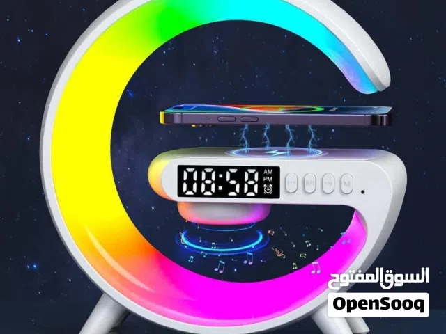 منتج G63 شحن لاسلكي+منظومة صوت بلتوث+ساعه+منبه+اضاءة ليد