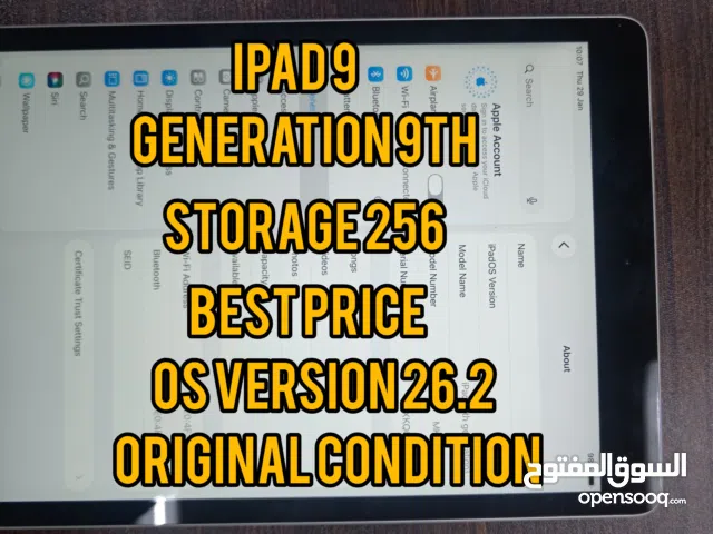 Apple iPad 9th Gen A2602 WiFi 256GB  (Excellent)