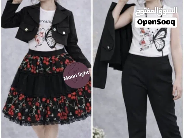 طقم بناتي بدلتين في بدله واحده 4 قطع