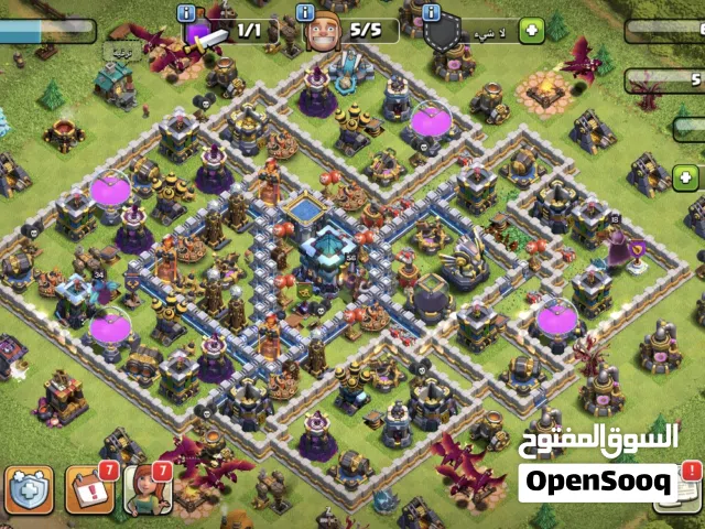 كلاش اوف كلانس للبيع مستوى المدينه 14فيها 5000 جوهره