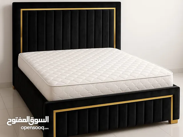 Black modern room bed collection with mattress