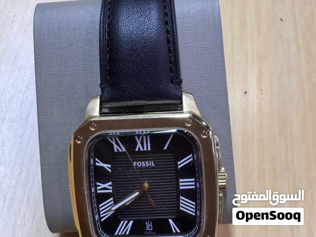 Fossil Golden Bezel Square Leather Watch