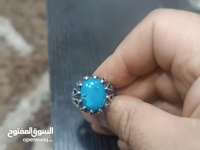 خاتمين فيروز سيناوي فضة ايراني 925 وخاتم شفة العبد