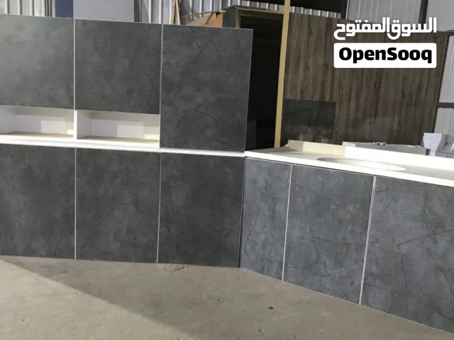 كاونتر خشب MDF ارضي وملحق قياس متر ونص وسنك متر و20 مرمر