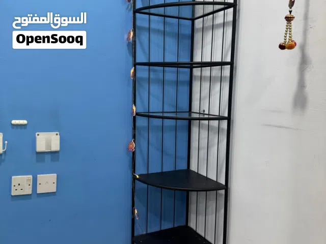 Black - Metal and Glass Corner Shelf Unit - 6 shelves for sale