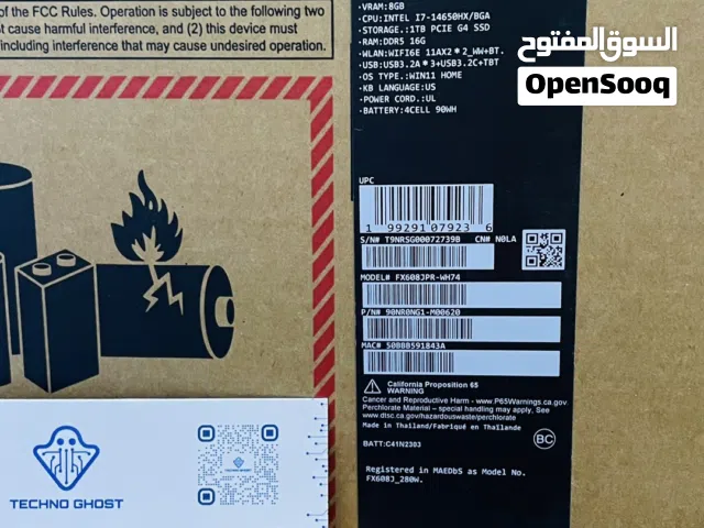 ASUS TUF Gaming FX608J جديد مختم