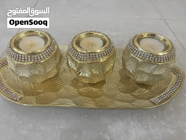 Home decor candle holder with tray
