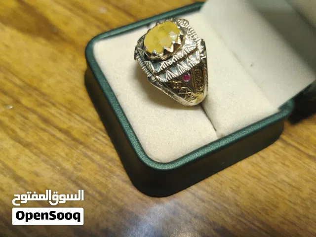 زفير أصفر طبيعي صياغه إيراني الصايغ بدرام فضه 925ترصيع فصين ياقوت