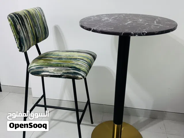 Elegant round marble top table and contemporary accent chairs for sale 30 OMR
