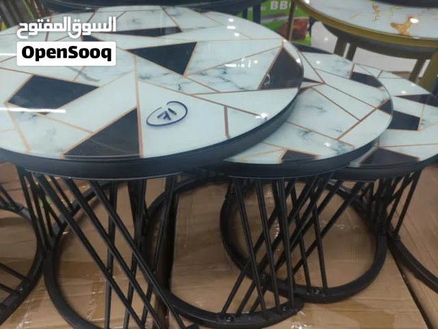 three pcs metal and glass table set