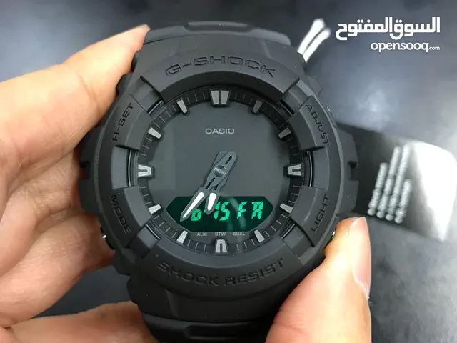 ساعة كاسيو جي شوك الاصلي بأسلوب عسكري ورياضي عقارب عاكس ليلي مصممة لتحمل اصعب الظروف مقاومة للماء