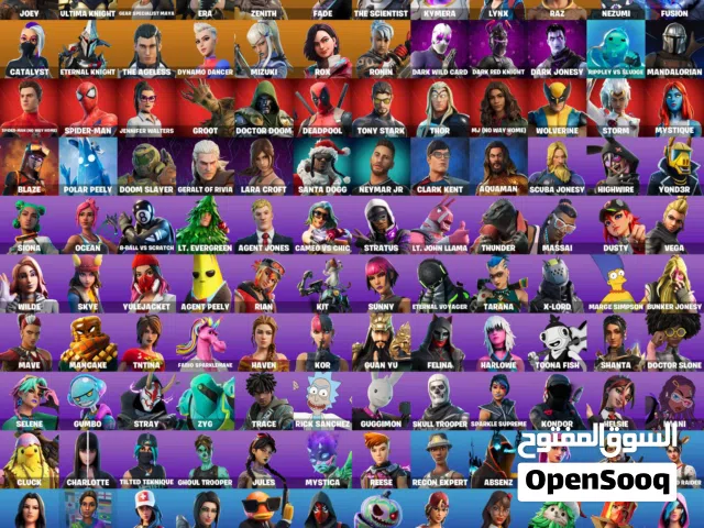 حساب فورت نايت نادر / ايكونك + قلو / سكنات كثيرة وحلوة