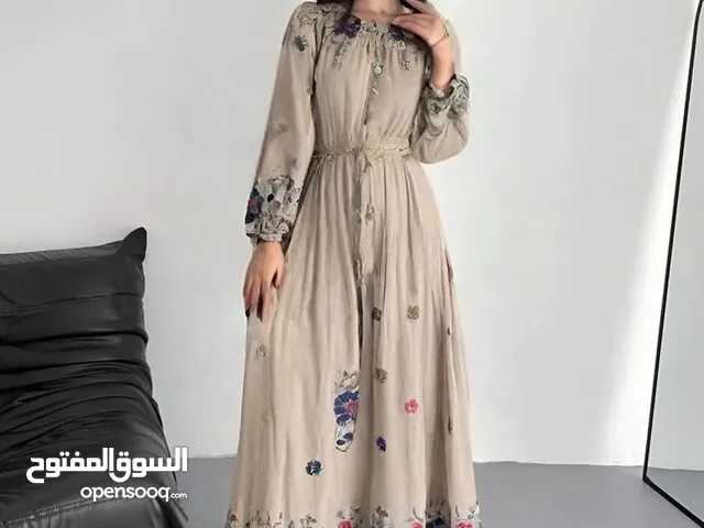 فستان ستاتي مبطن شيفون و مطرز وزن 50 لل 80 شيفون مبطن