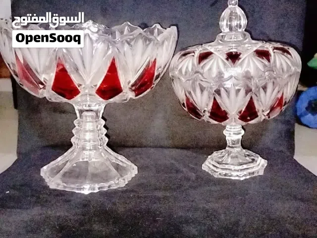 بونبيره وطبق فاكهه زجاج كريستال بوهيمي