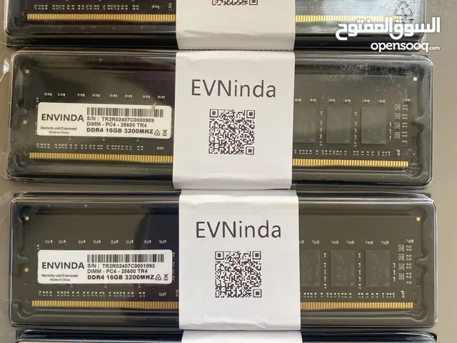 رامات DDR4 ذاكره القطعه الواحده 16 السرعه 3200 العدد 4قطع جدد ستيكر شركه مجموع الذاكره 64