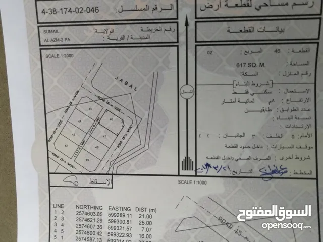 Residential Land for Sale in Al Dakhiliya Sumail