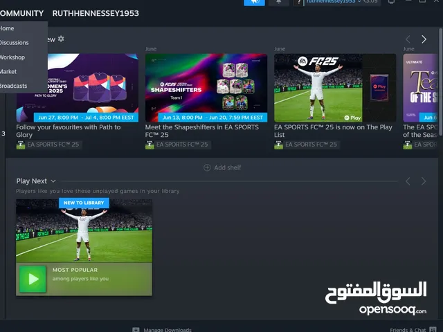 حساب ستيم عليه فيفا 25 مش ملعوب عليهاا  بع