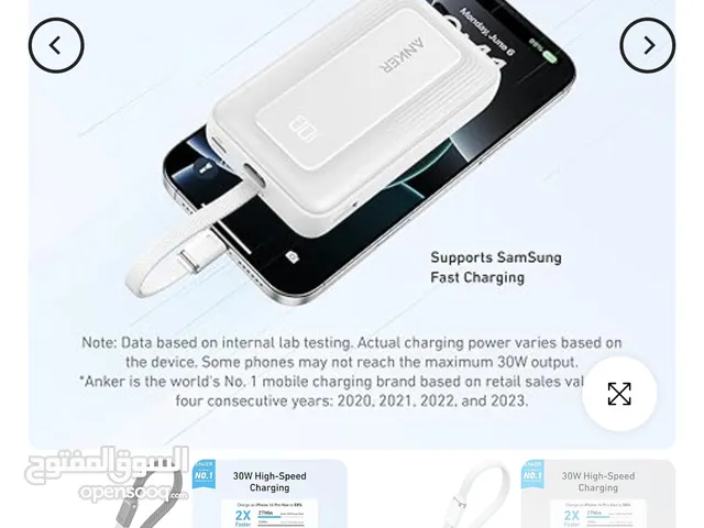 Power bank Anker zolo 20000 30W باور بانك انكر حجمو 20000 سرعتو 30W جديد مسكر من وكيل الاردن