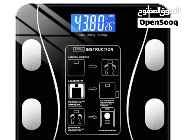 ميزان ذكي بتقنية تتبع مكونات الجسم يدعم عدة مستخدمين شاشة زجاج مقوى تصميم انيق عملي متين استخدام سهل