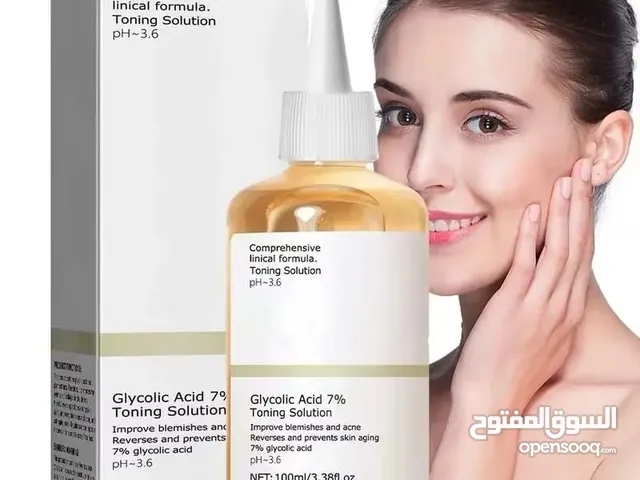 محلول تنعيم حمض الجليكوليك للعناية ببشرة الوجه ، وتصفيه وتفت ومزيل حب الشباب العادي رفع التجاعيد لشد