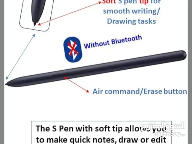 قلم ستايلس بديل يعمل باللمس بطرف ناعم، قلم حساس للضغط (بدون بلوتوث)قلم اصلي ل تاب سامسونج s6