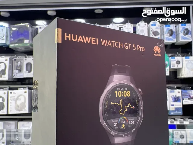 Huawei GT5 Pro (46mm) Gray ساعة هواوي جي تي 5 برو جديدة مسكرة بالكرتونة اللون الاسود كمية محدودة