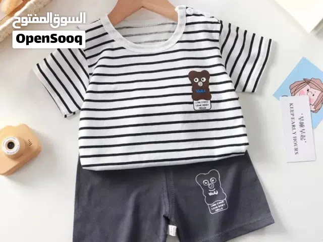 طقم ملابس أطفال قطني (تيشيرت + شورت) - خامة درجة أولى