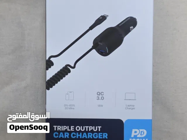 Powerology Car Charger With USB-C Cable Triple Output PD100w PCCSR016